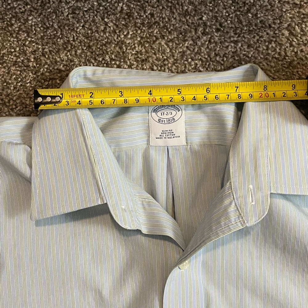 Brooks Brothers Pale Blue with Yellow Dress Shirt All Cotton. - Picture 4 of 9